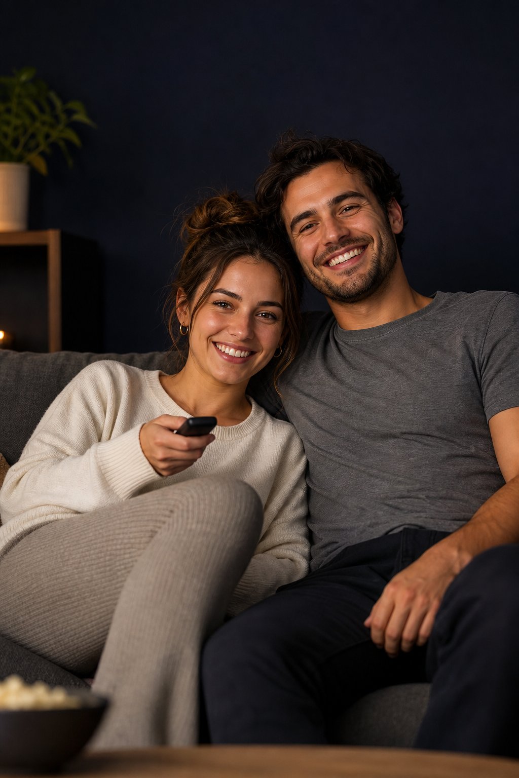 Couple watching TV together with Teleview